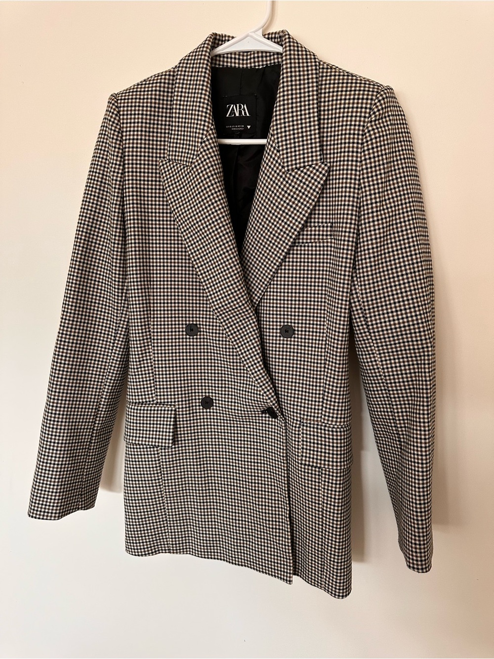 Zara Women's Double-Breasted houndstooth Blazer